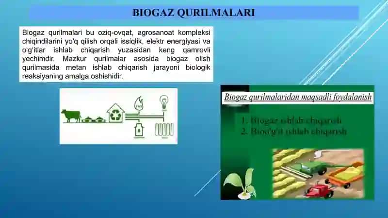 Biogaz va bioo‘g‘it ishlab chiqarish qurilmalari 3