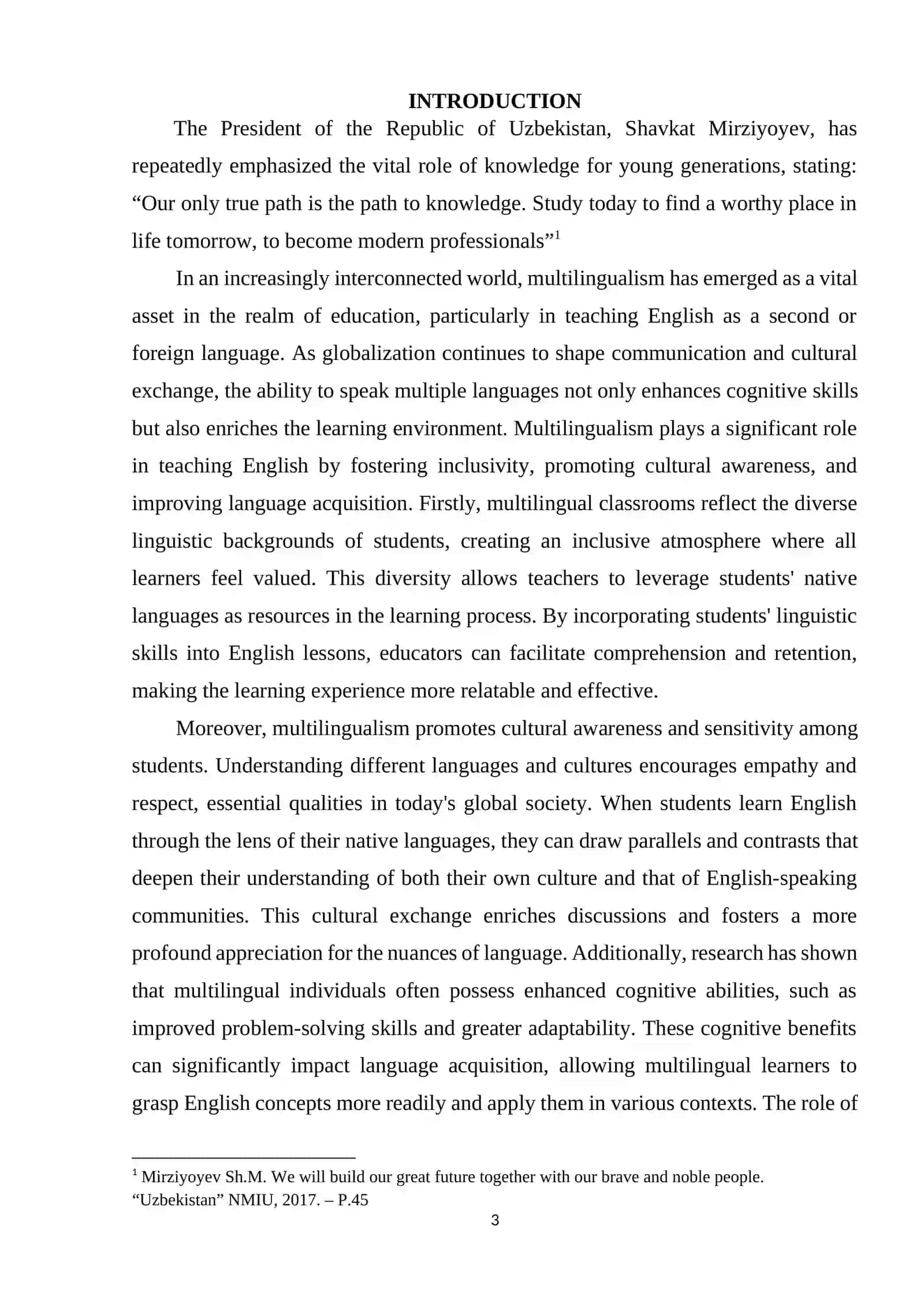 Course Work: The Role of Multilingualism in Teaching English 3