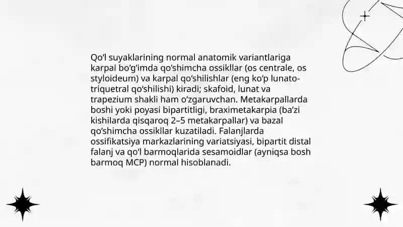 Qoʻl suyaklarining variantli anatomiyasi 3