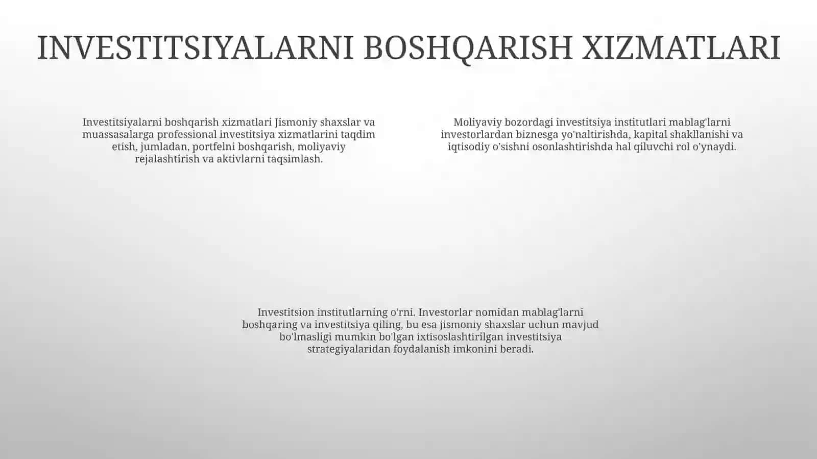 Investitsiya Institutlarining Moliya Bozoridagi Faoliyati 3