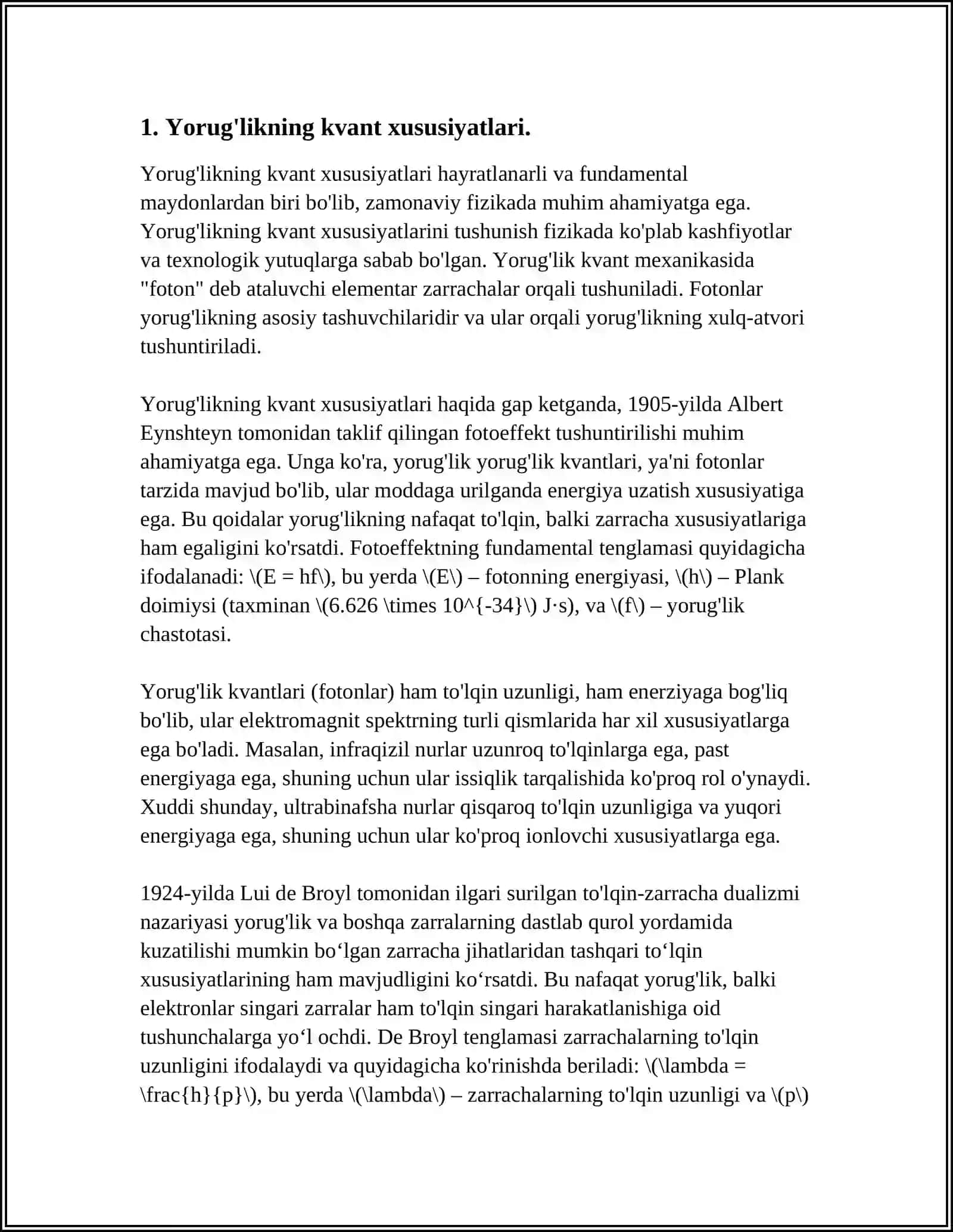 Yorug'likning kvant xususiyatlari 3