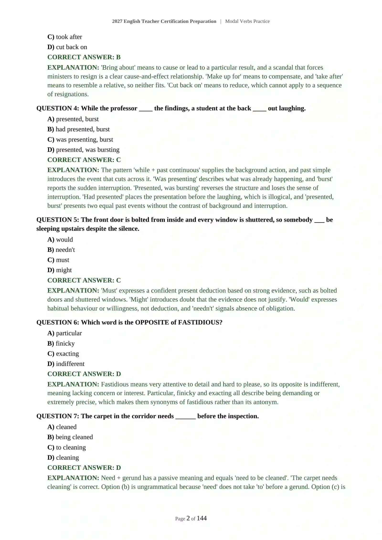 Modal Verbs Practice for English Teacher Certification 3
