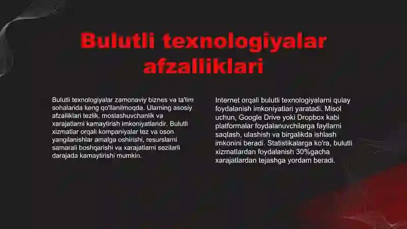 Bulutli texnologiyalar va ular bilan ishlash 3