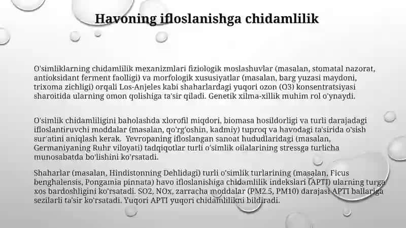 O'simliklarning noqulay omillarga chidamliligi 3
