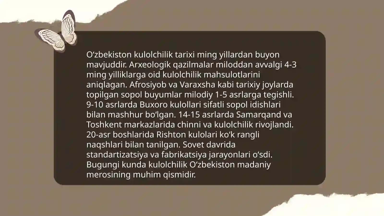 Kulolchilik tarixi maktablari mahsulotlari turlari 3