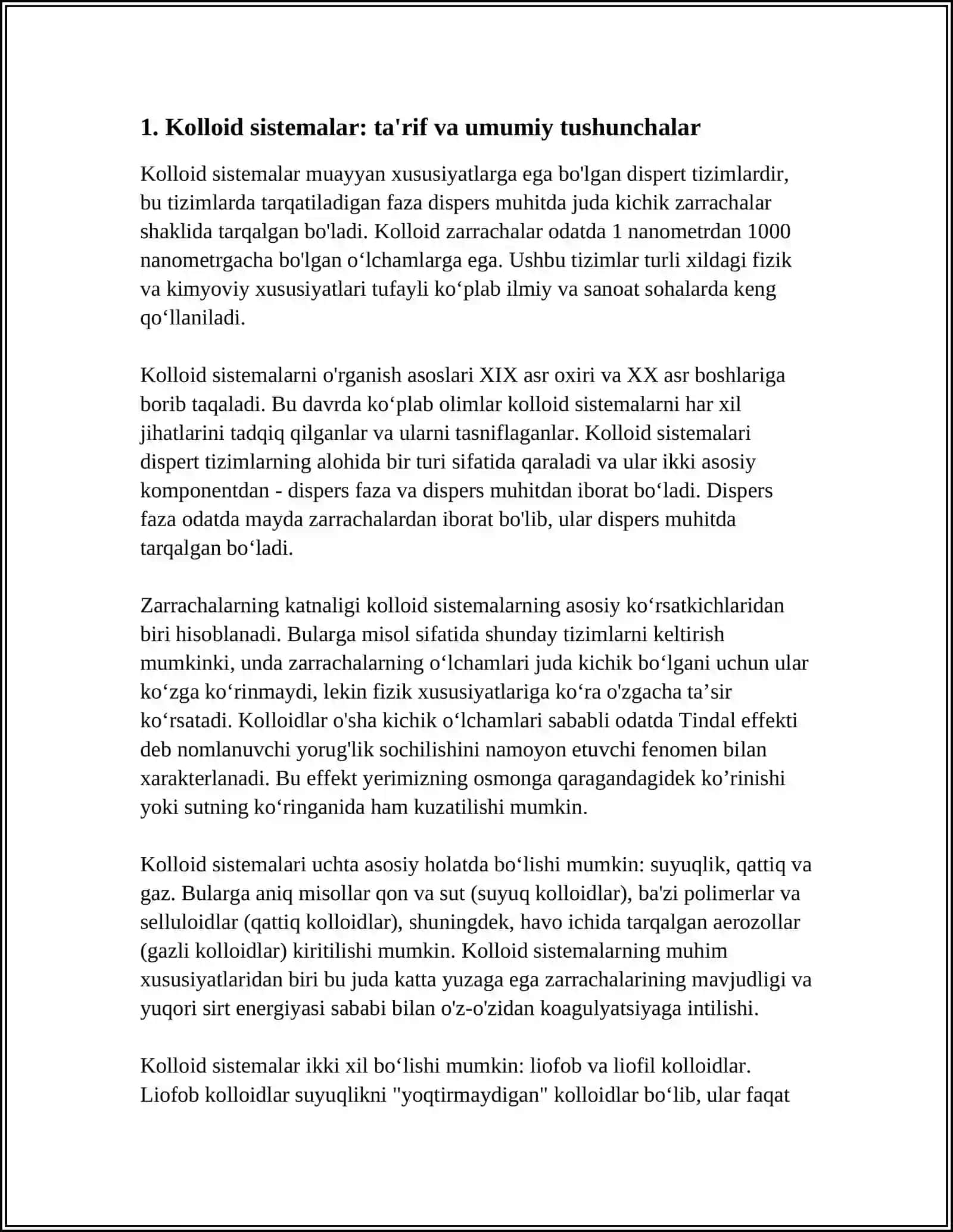 Kolloid sistemalar va ularning olinishi 3