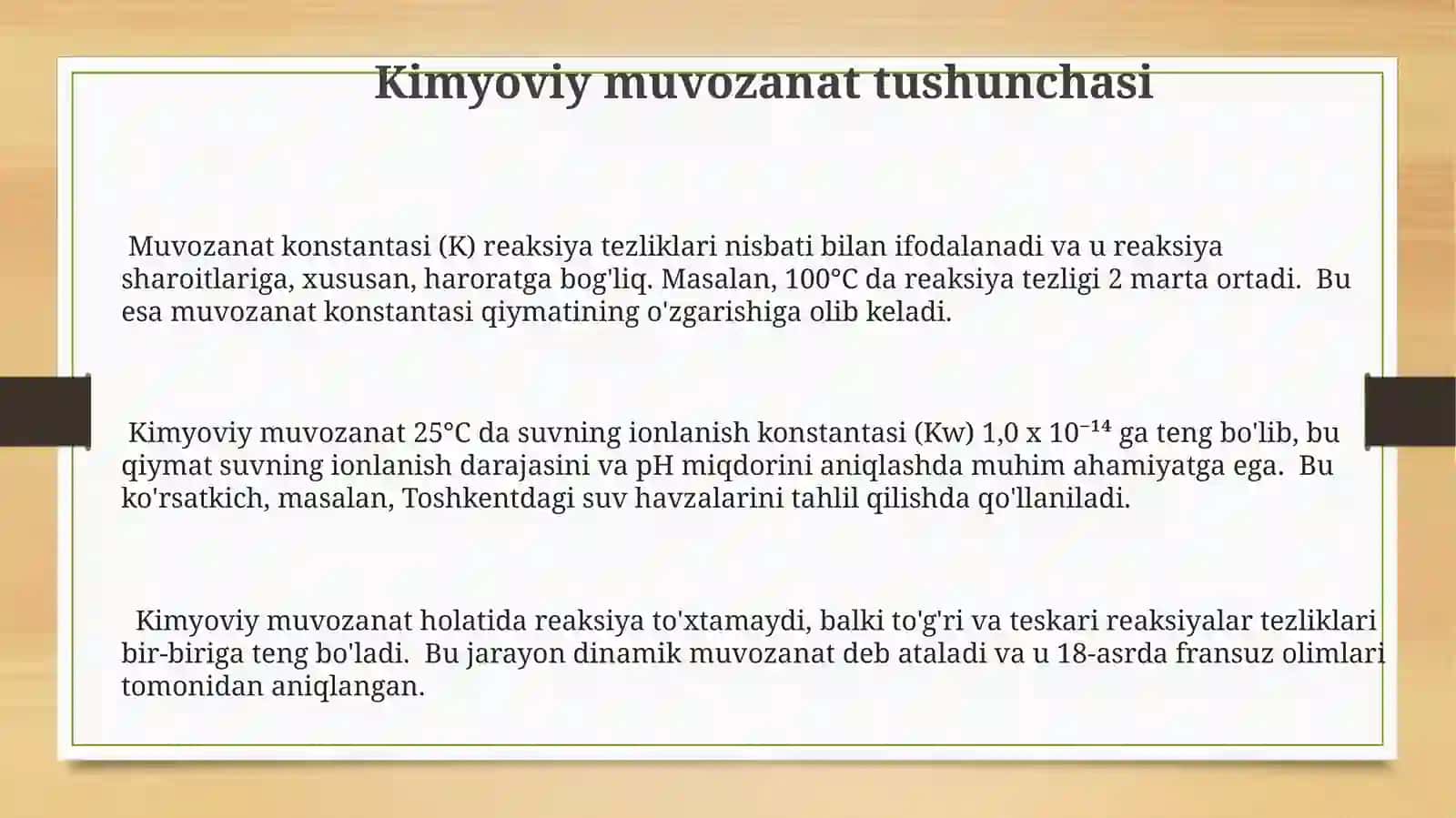 Kimyoviy Muvozanat Konstantasi 3
