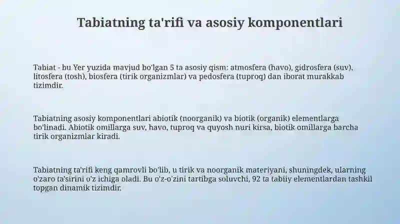 Tabiat haqida asosiy tushunchalar va tabiat komponentlari 3