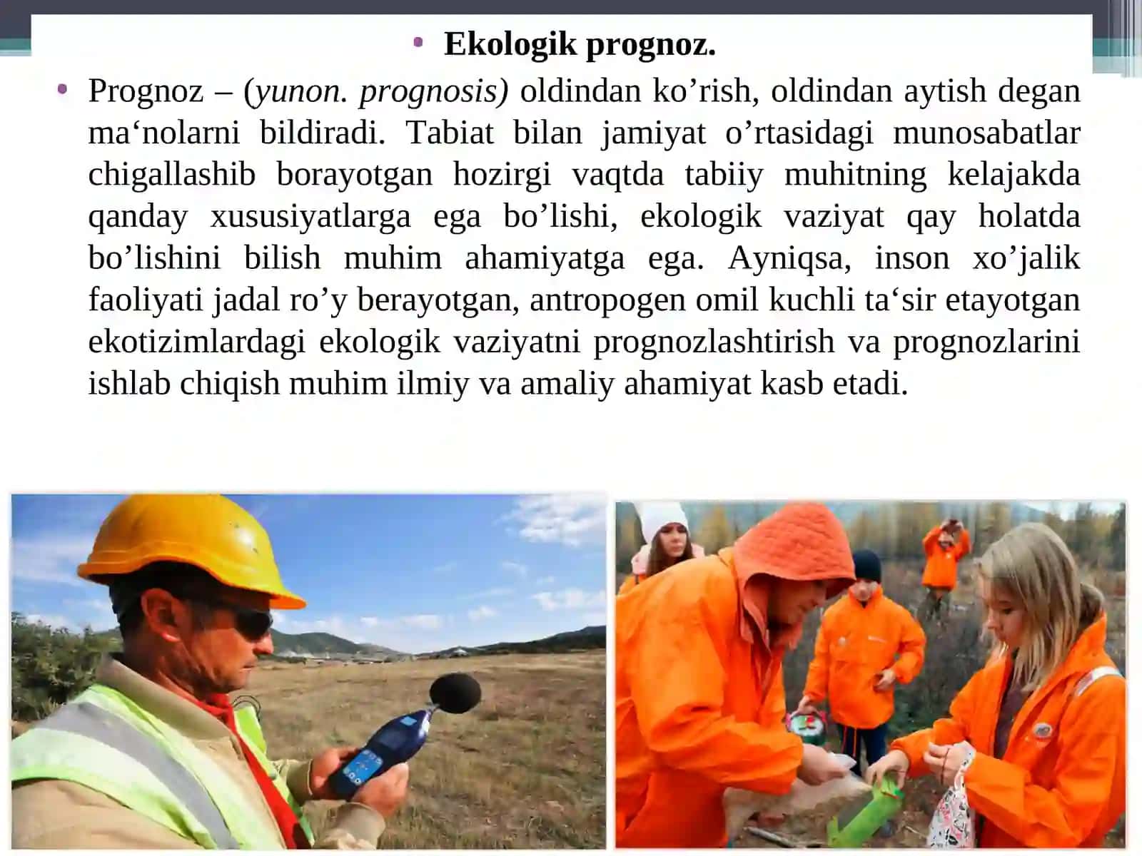 EKOLOGIK PROGNOZ VA PROGNOZLASHTIRISH 3