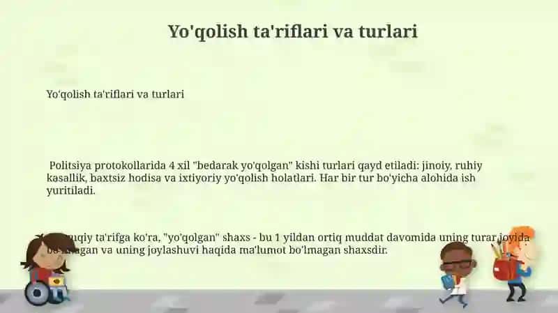 Fuqaroni bedarak yo'qolgan deb topish 3