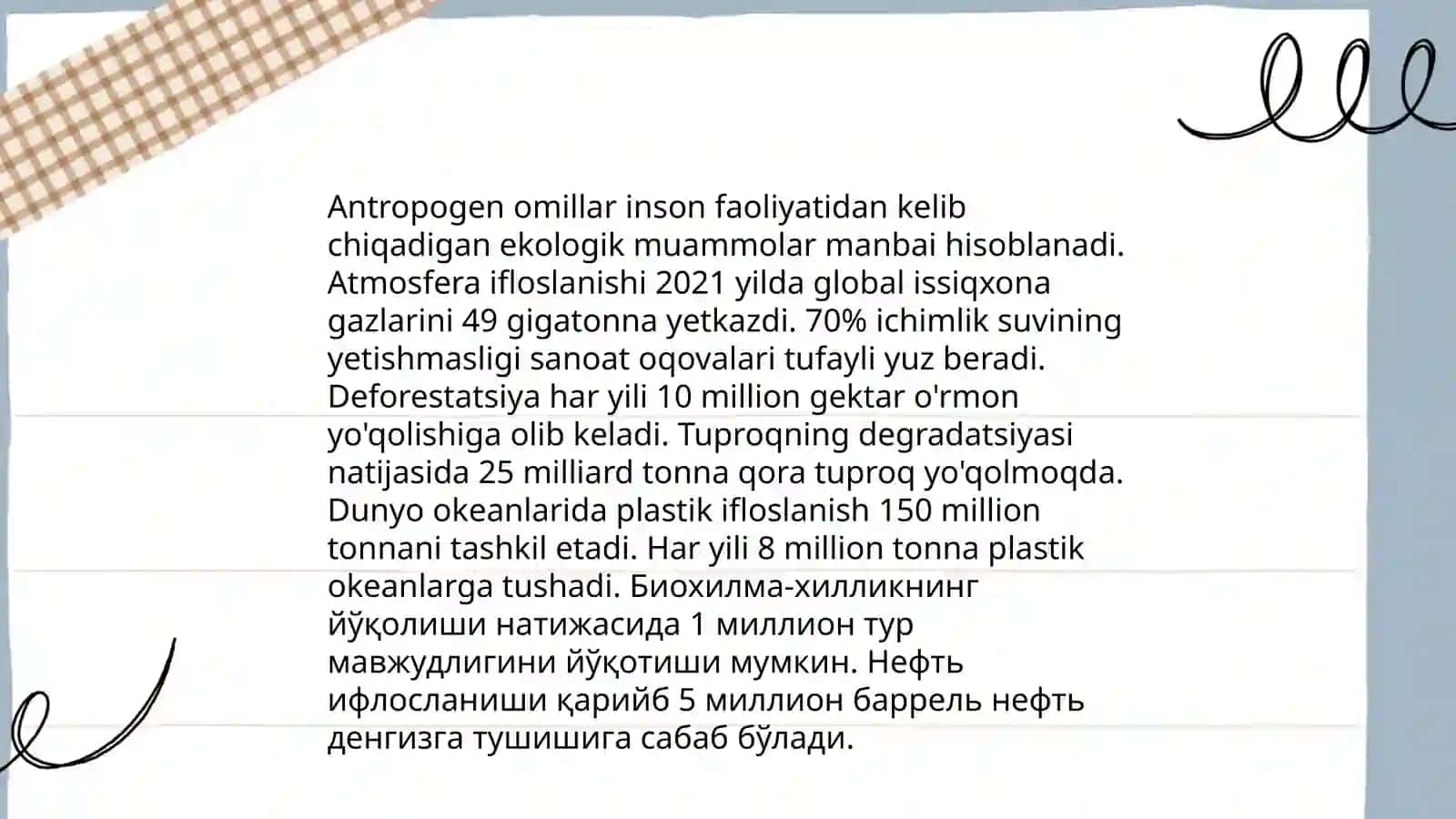 Antropogen omillarning biosferaga ta'siri 3