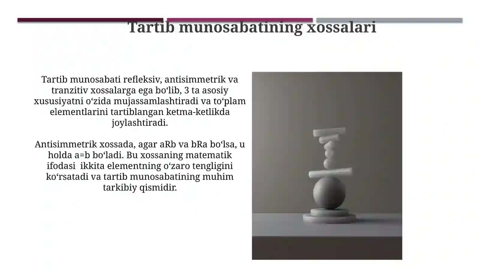 Tartib va ekvivalentlik munisabati 3