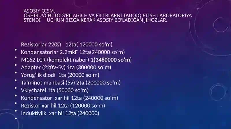 Elektronika passiv elementlarini parametrlarini o‘rganish laboratoriya stendini yaratish 3