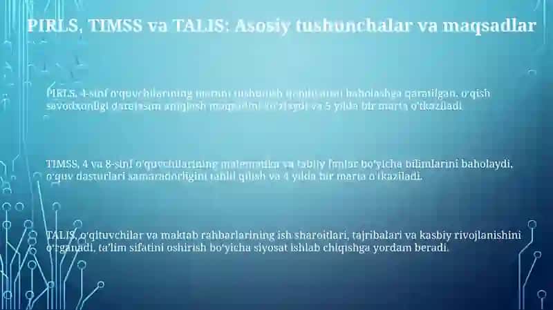 PIRLS, TIMSS, TALIS Baholash Dasturlari 3
