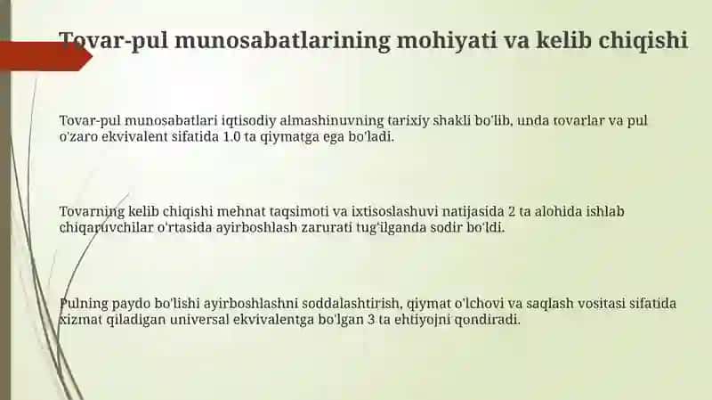 Tovar-pul munosabatlari 3