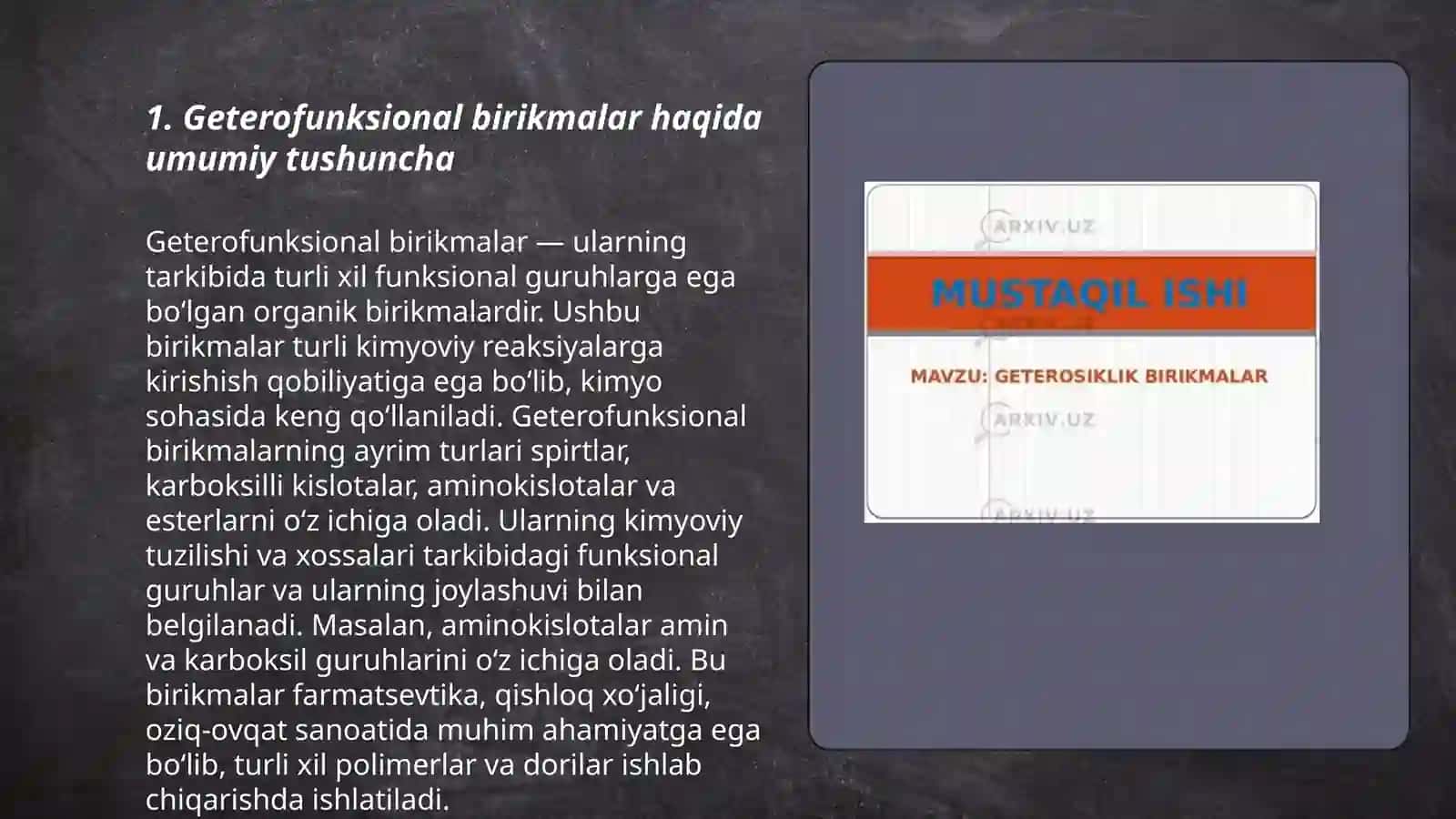 Geterofunksiyonal va geterohalqaliy birikmalar 3