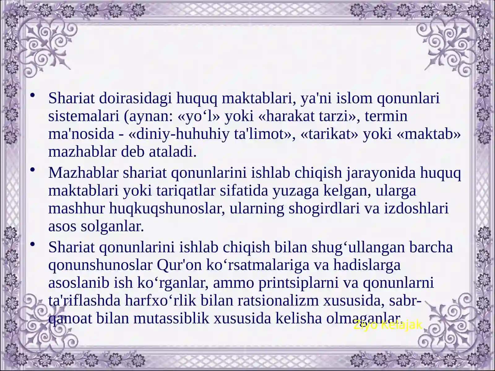 Islomdagiyonalishlar,mazhablar,oqimlar 3