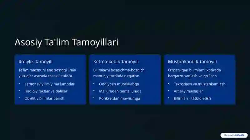 Ta'lim Tamoyillari va ularning mazmun mohiyati 3