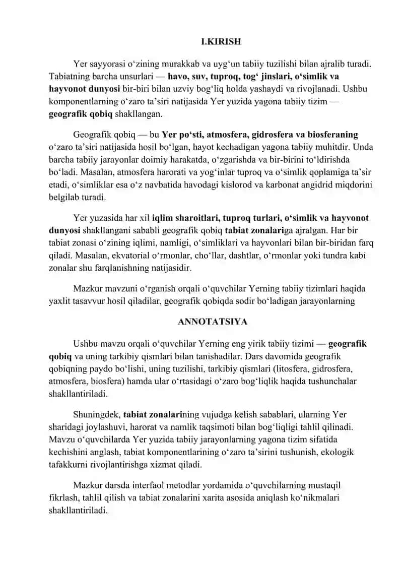 GEOGRAFIK QOBIQ VA TABIAT ZONALARI. Mini dars (dars ishlanma) 3