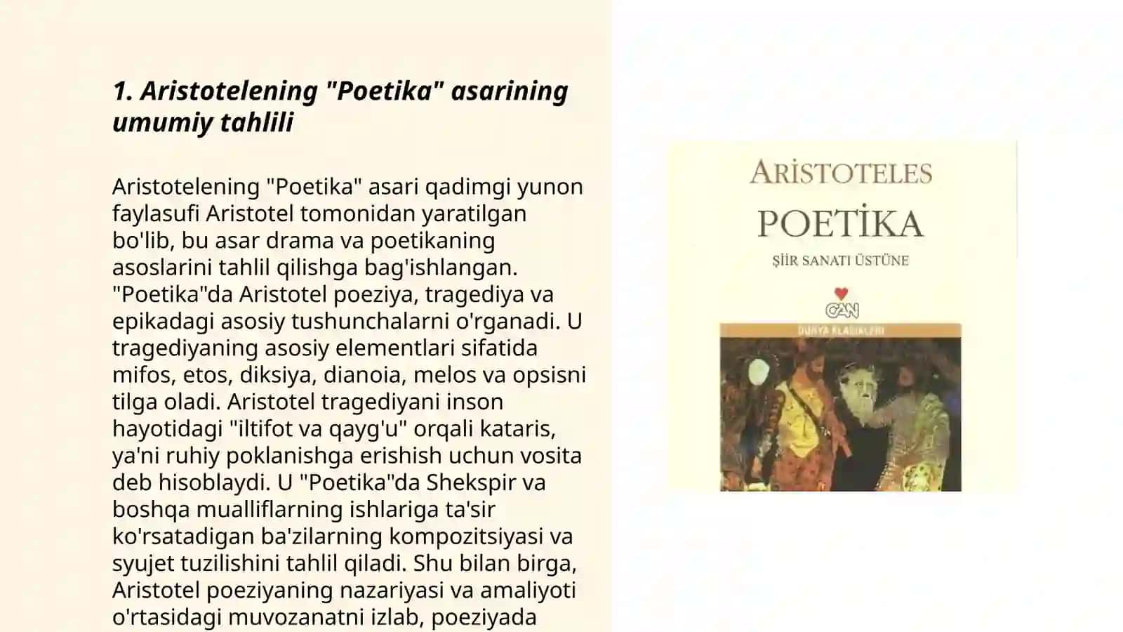 Aristotelning poetika asari loyiha ishisi 3