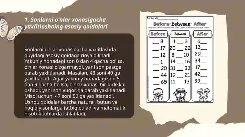 Sonlarni oʻnlar xonasigacha yaxlitlash 3