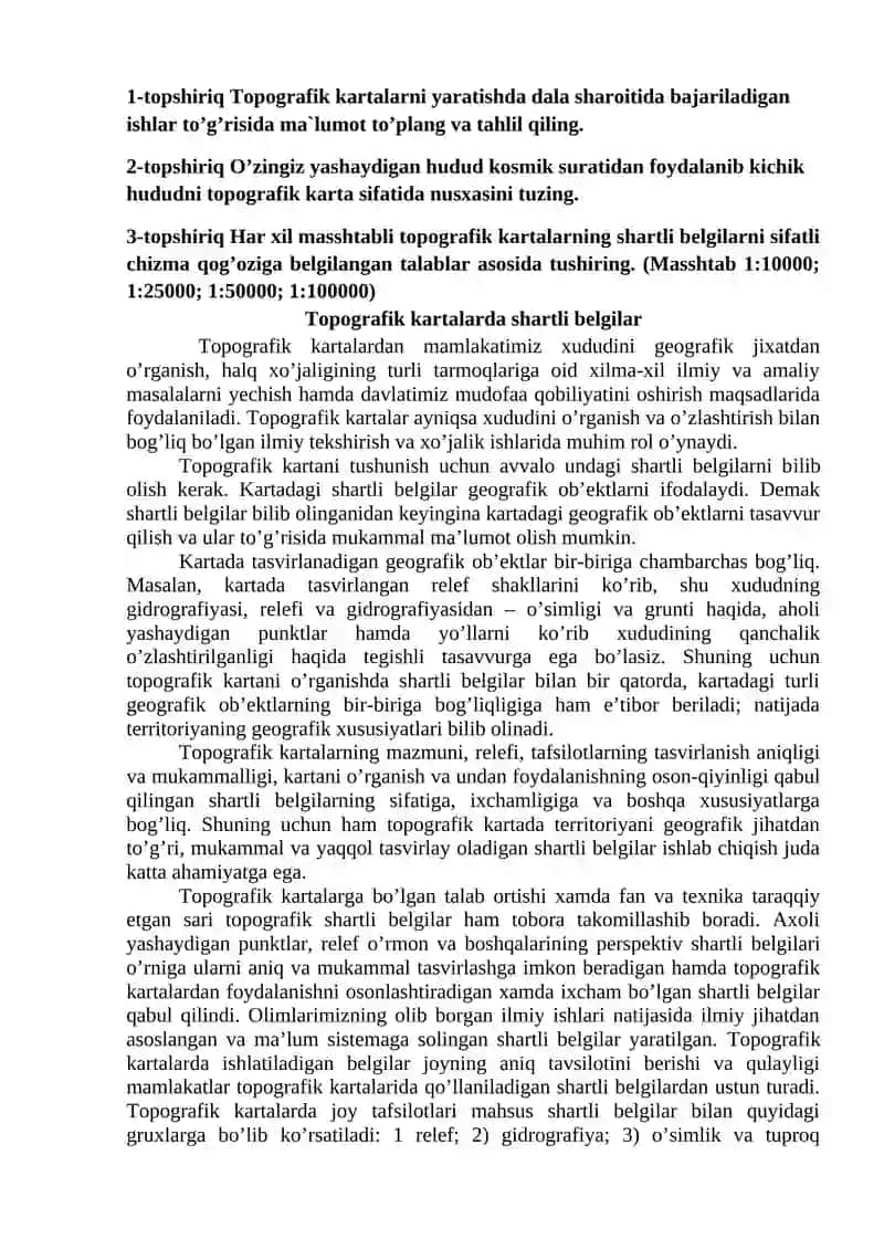 Topografik kartalar yaratishda ish (dala va kameral sharoitda) 3