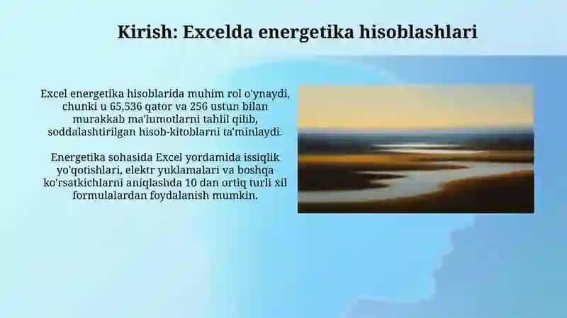 Excelda energetika hisoblash 3