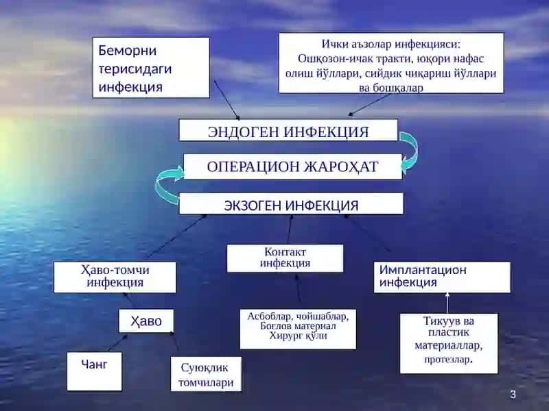 Havo-tomchi, kontakt va implantatsion infeksiya. Kasalxona ichki infeksiyasi. 3
