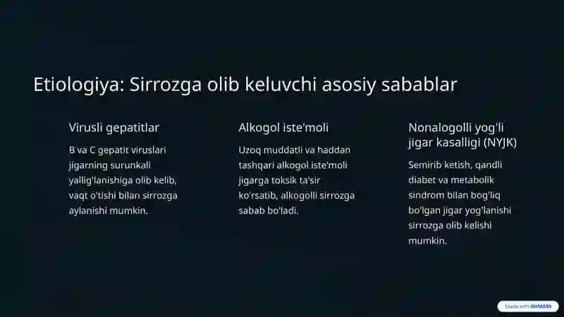 Jigar sirrozi: Etiopatogenez, klinik ko'rinishlari va diagnostikasi 3