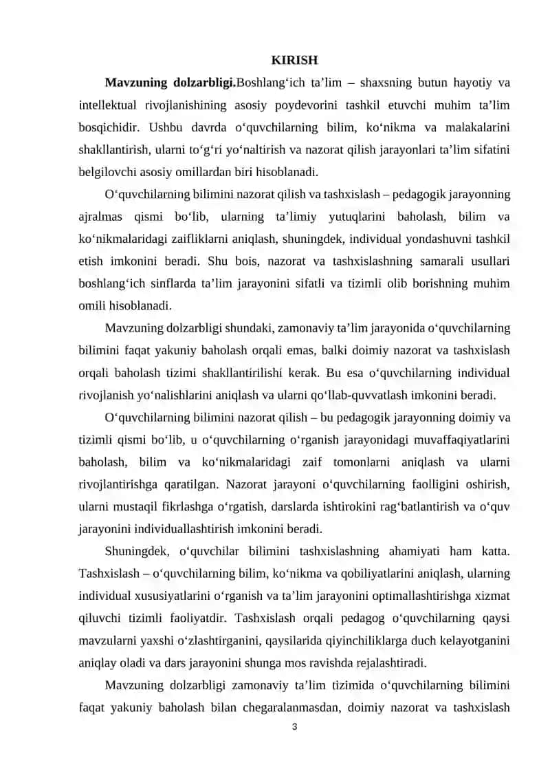 BOSHLANG'ICH TA'LIMDA O'QUVCHILAR BILIMINI NAZORAT QILISH VA TASHXISLASH 3