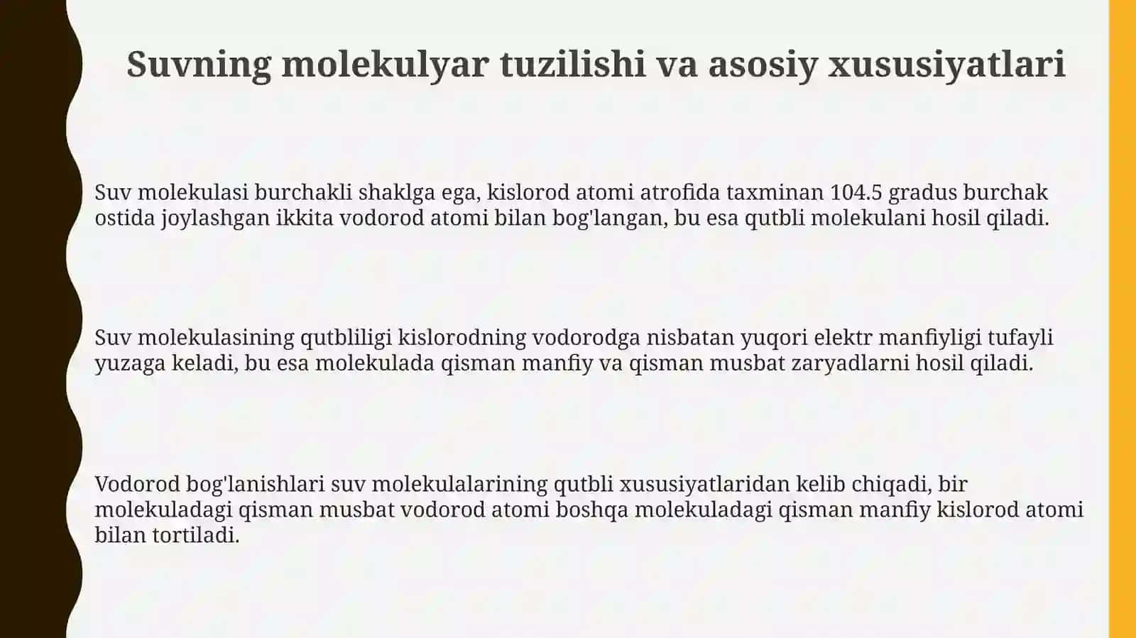 Suvning xossalari 3