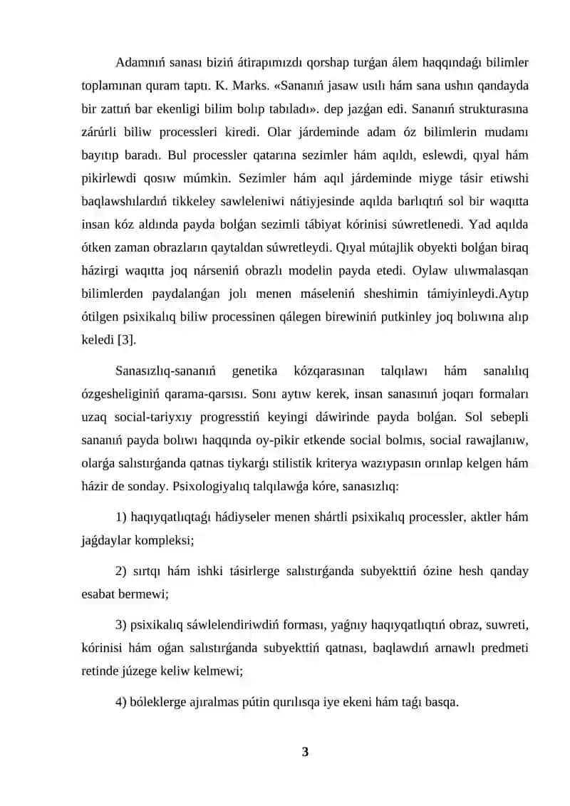 KURS JUMISI SANASIZLIQ HÁM EMOCIYALAR 3