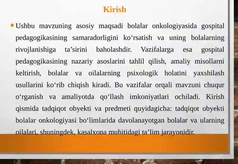 Bolalar onkologiyasi va gospital pedagogikasi 3