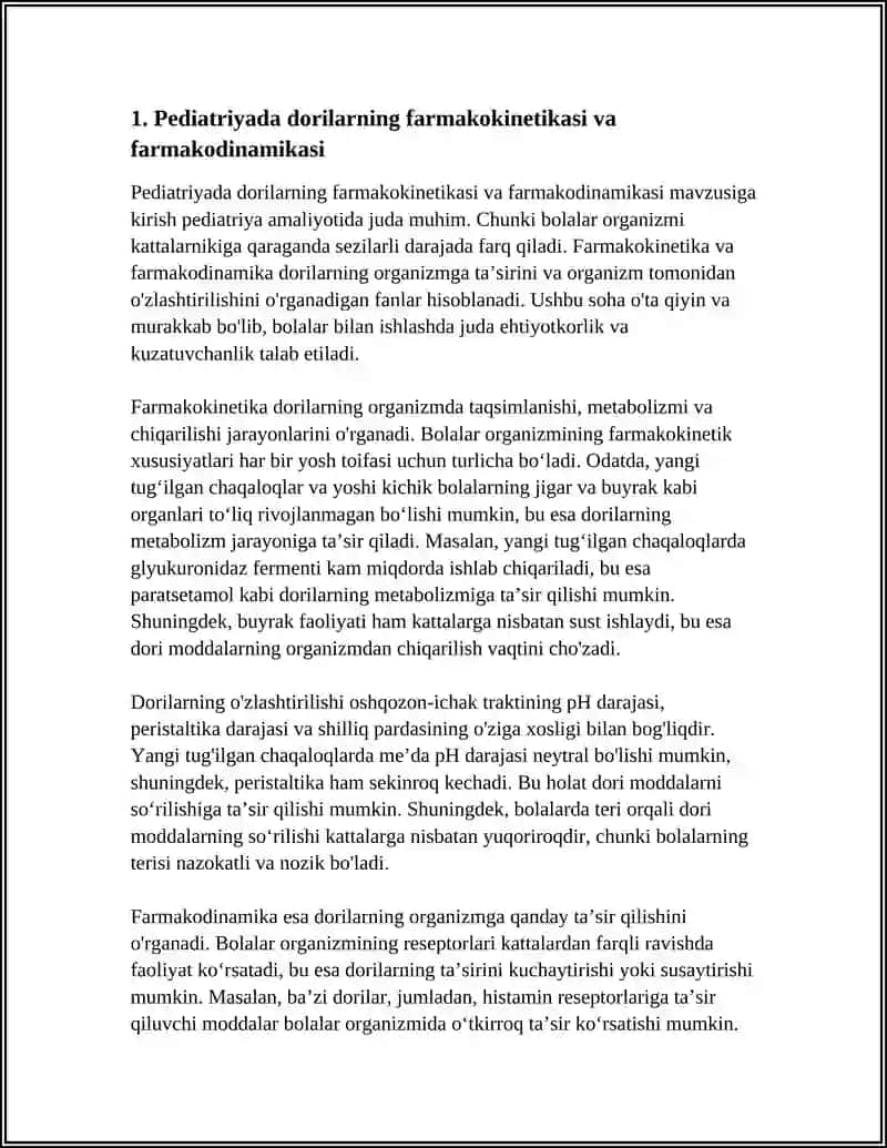 PEDIATRIYA AMALIYOTIDA DORILARNING QO'LLANILISHI 3