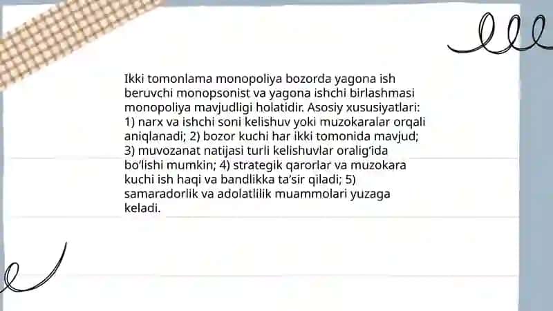 Ikki tomonlama monopoliya bozorida 3