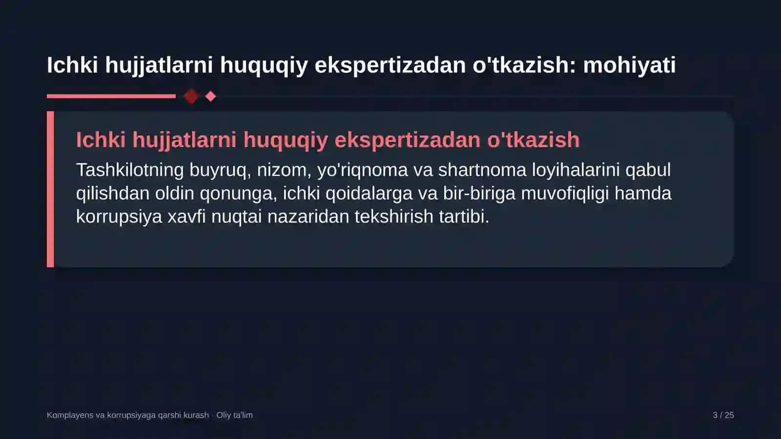 adliya organlarida ichki me'yoriy hujjatlarni huquqiy ekspertizadan o'tkazish 3856 3