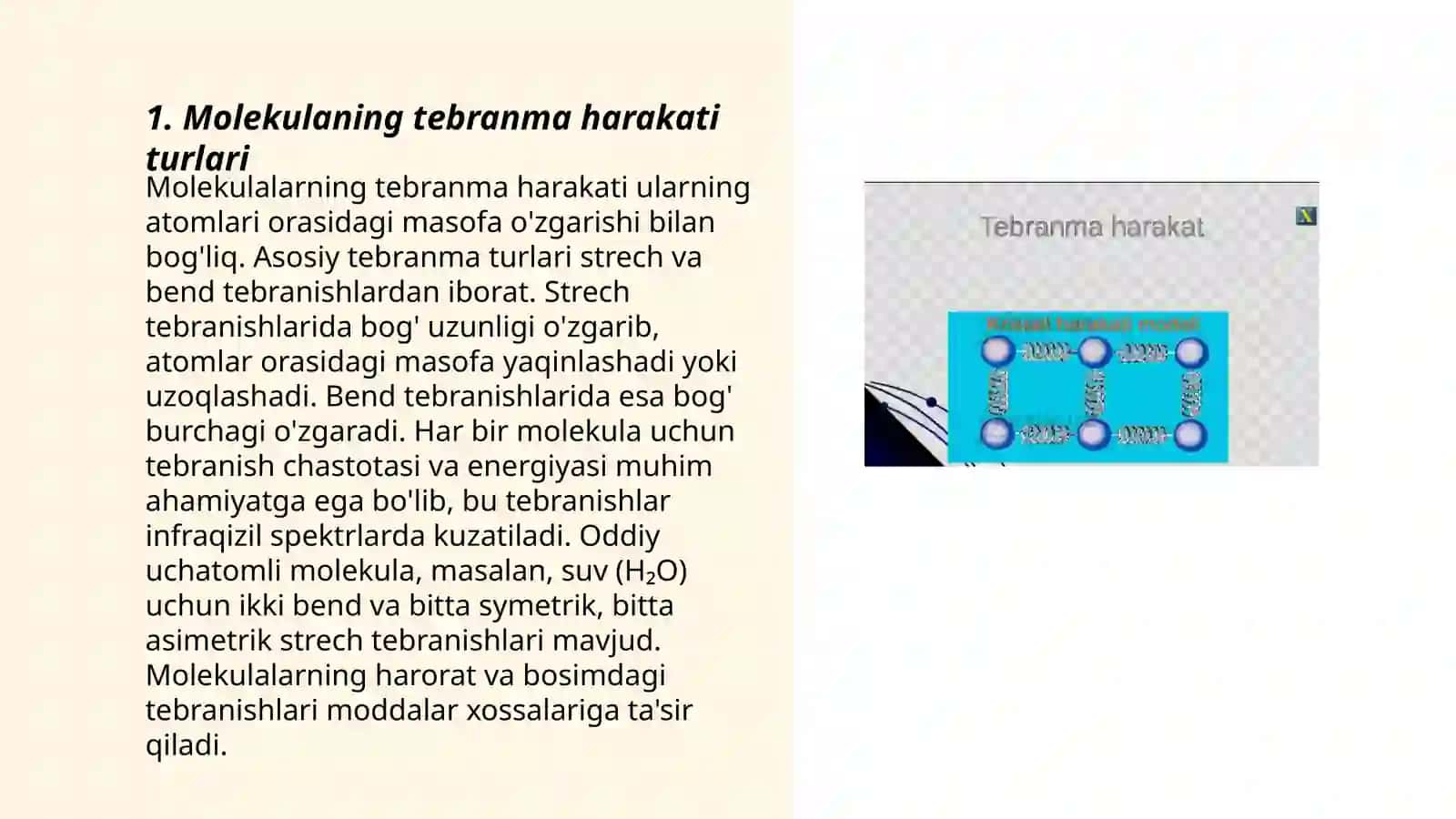 Molekulalarning tebranma harakati va tebranma spektorlari 3