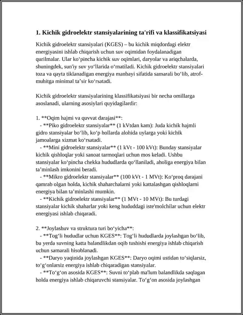Kichik Gidroelektr Stansiya 3