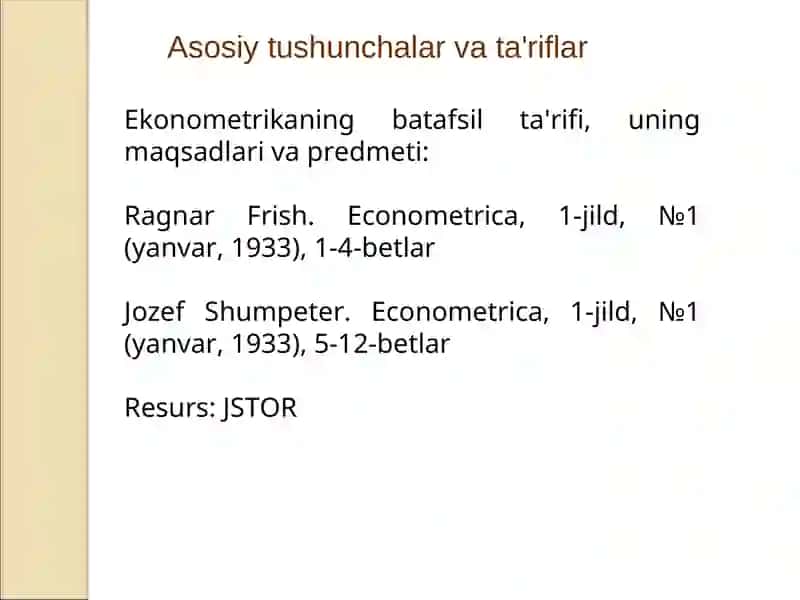 Ekonometrika, uning vazifasi va usullari 3