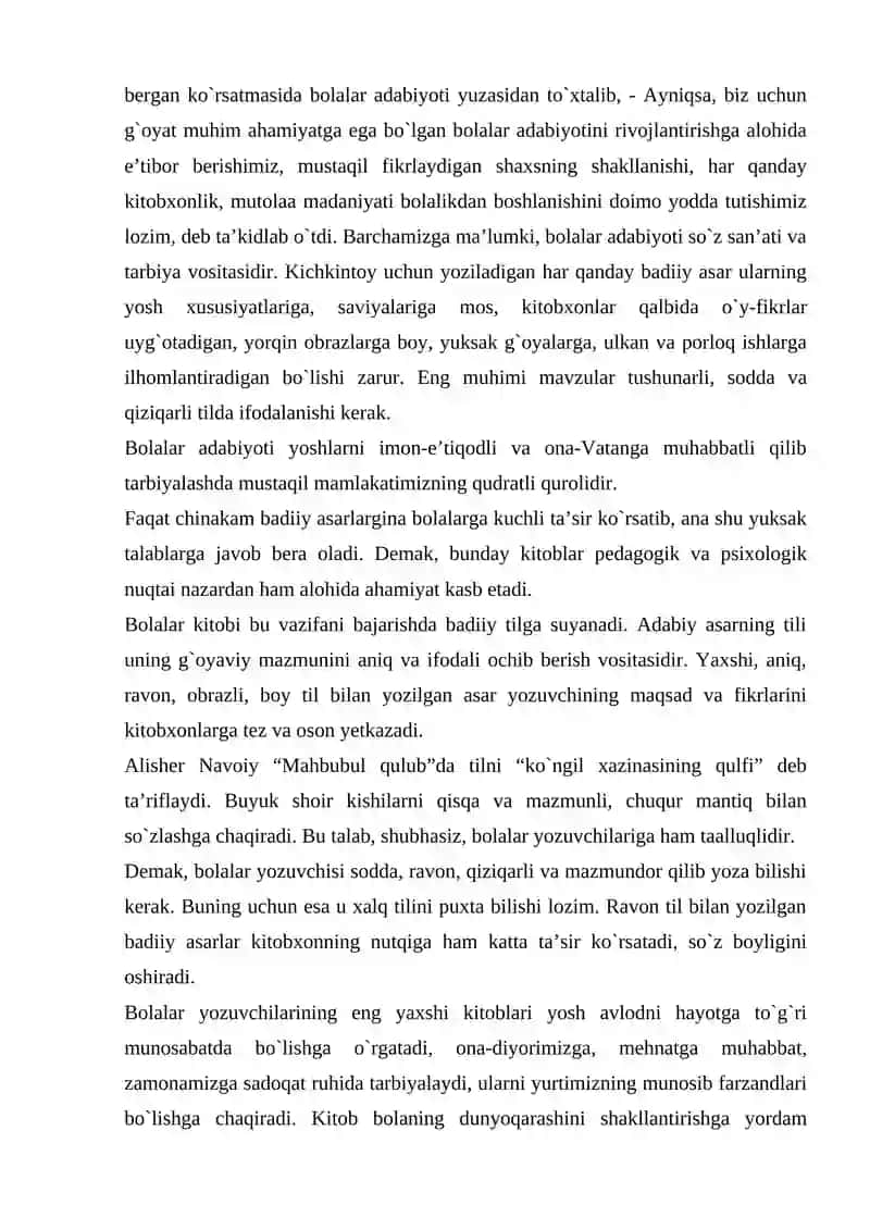 Bolalar Adabiyoti Fanining Maqsad va Vazifalari 3