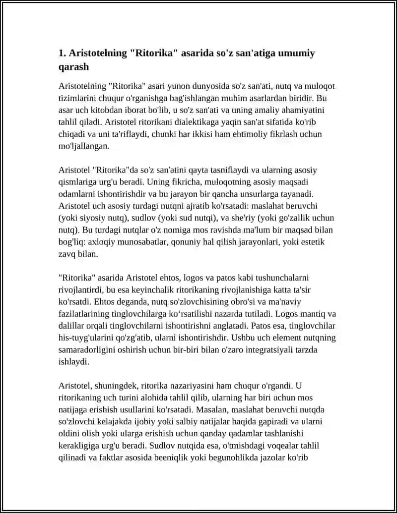 ARISTOTELNING "RITORIKA" SÖZ SANʼATI HAQIDAGI ASARI 3