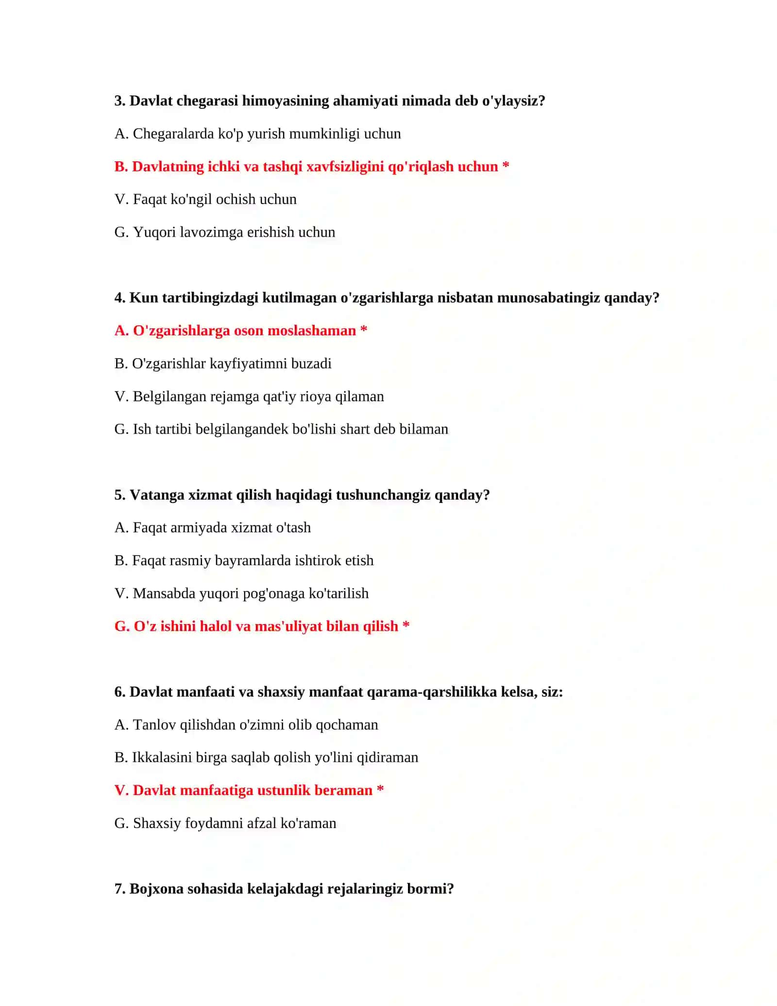 PSIXOLOGIK TEKSHIRUV VA TO'LIQ SAVOLLAR VA JAVOBLAR TO'PLAMI 3