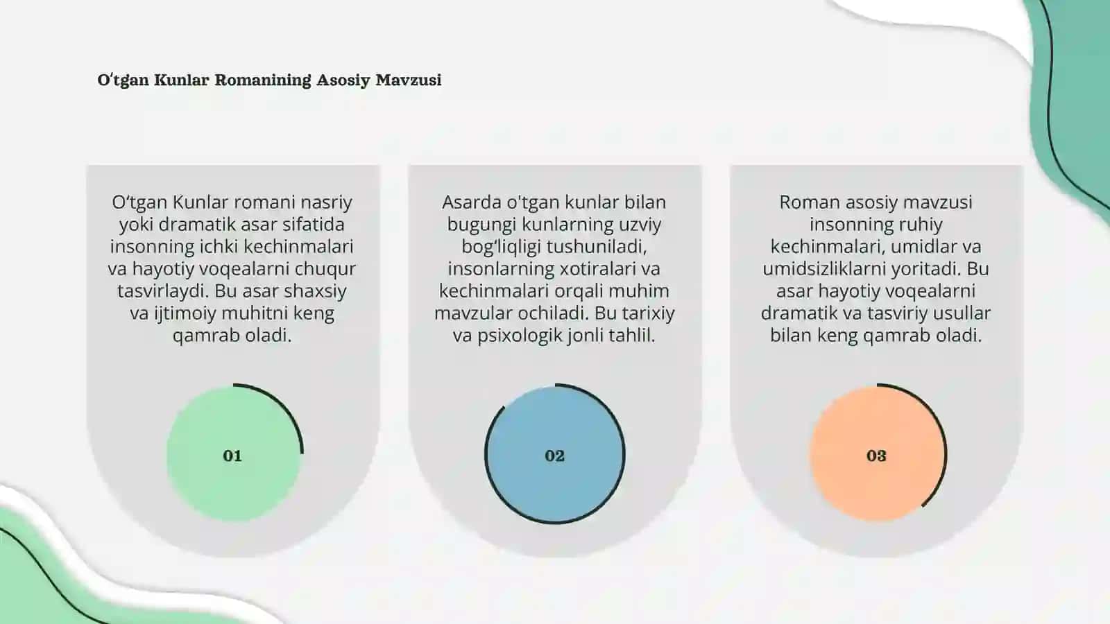 Oʻtgan Kunlar Romanining Asosiy Mavzusi 3