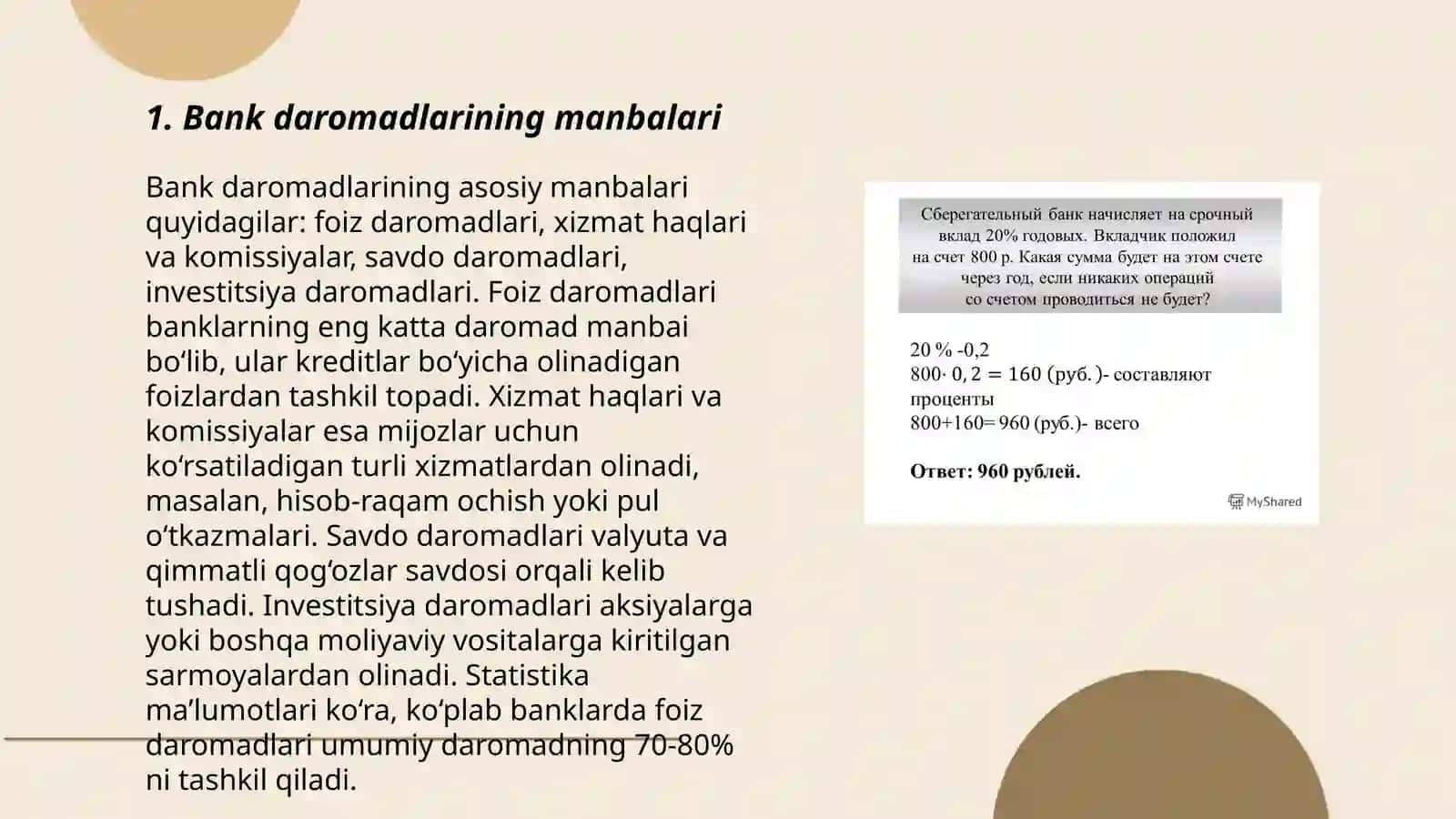 Bank daromadlari va xarajatlari hisobi 3