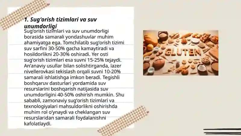 Sugʻorish tizimlari va suv unumdorligi 3