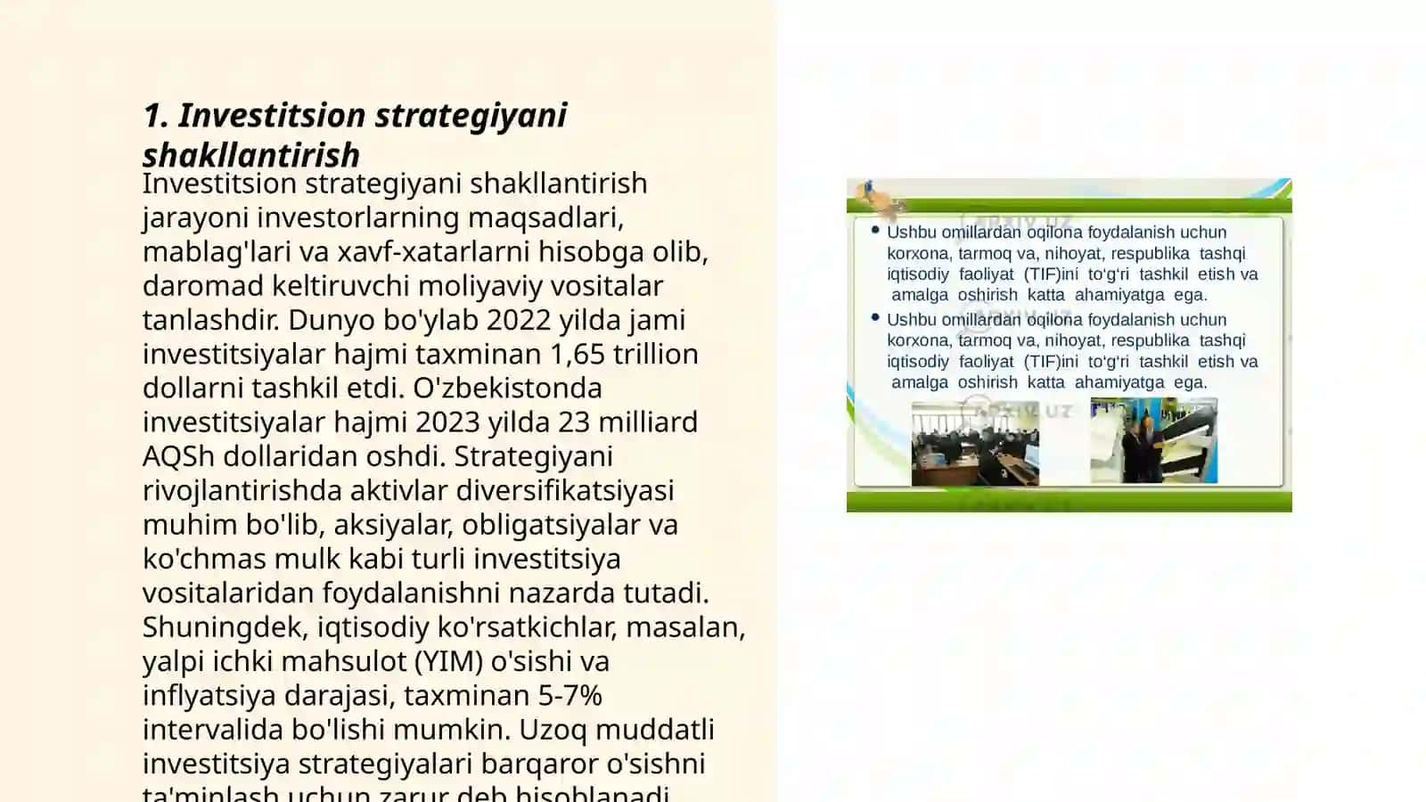 Investitsion faoliyatini tartibga solish 3