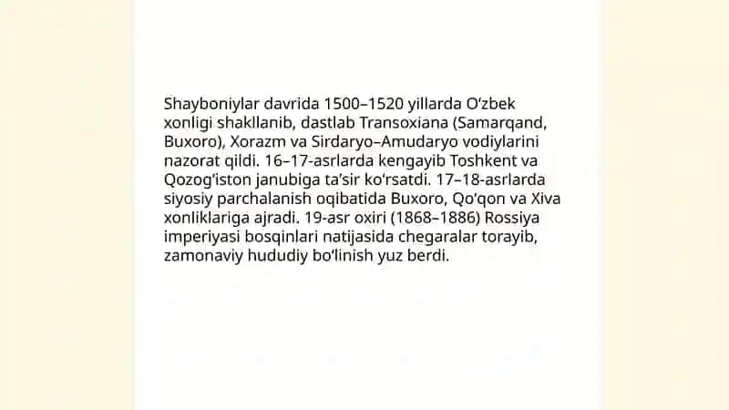 Oʻzbek xonligining siyosiy xaritasi 3