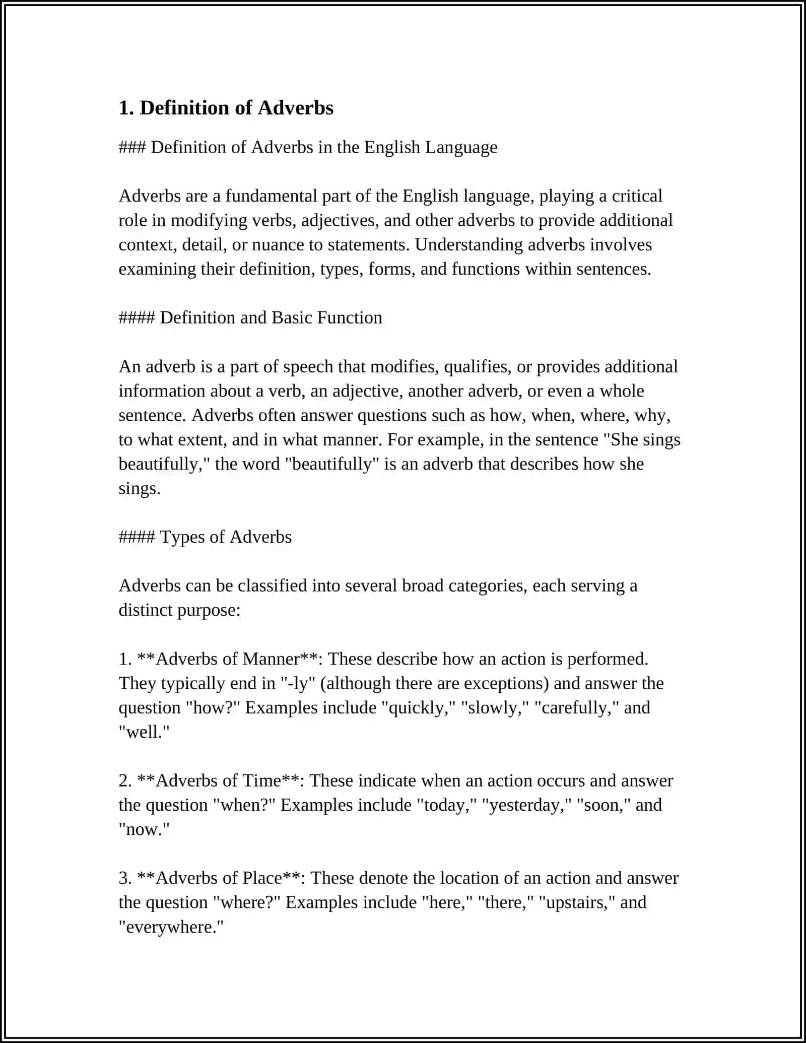 MUSTAQIL ISH: Theme: ADVERBS.POSITIONS OF ADVERBS.DEGREES OF COMPARISON OF ADVERBS 3