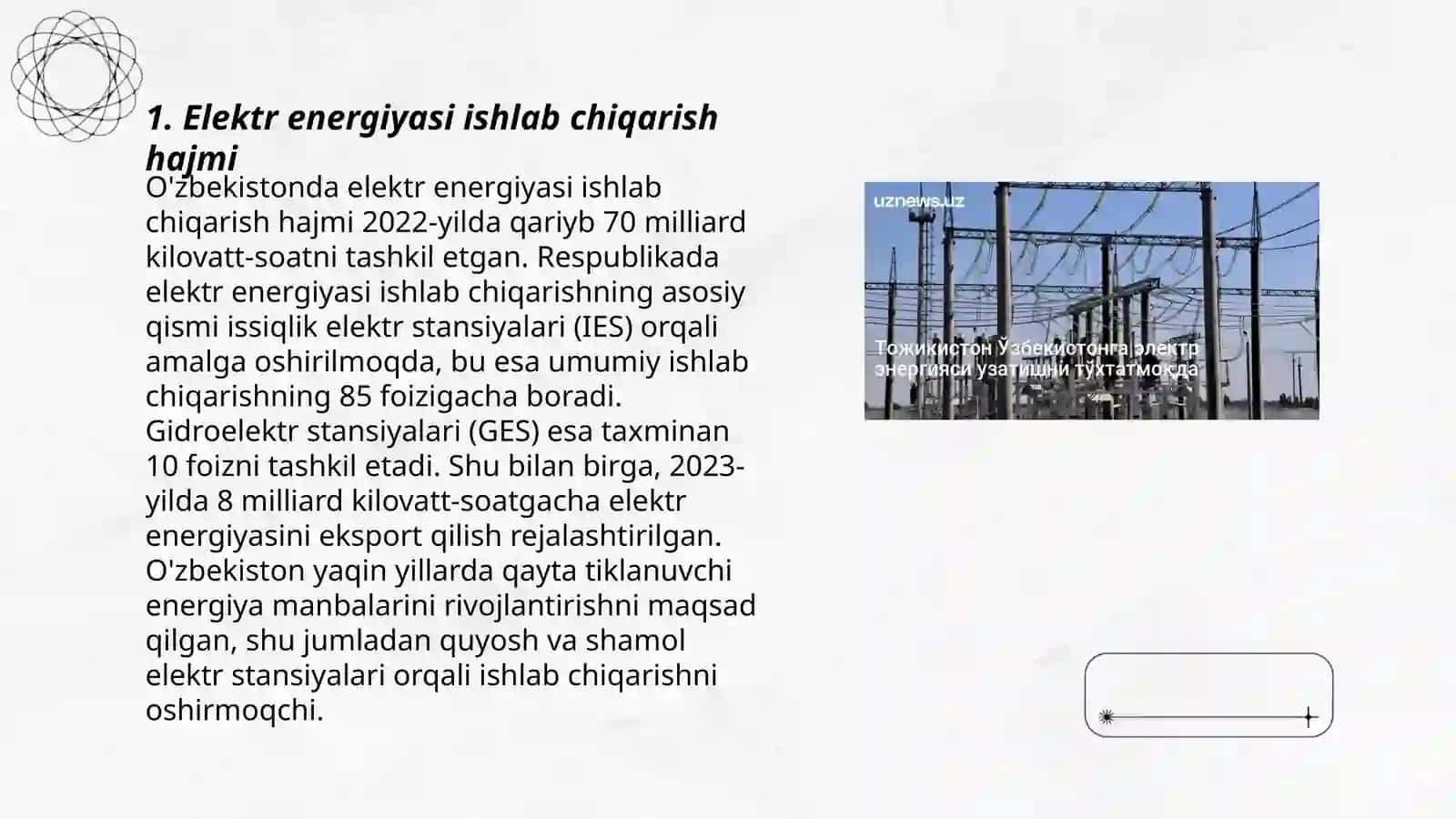 Elektr energiyaning statistik maʼlumotlari 3