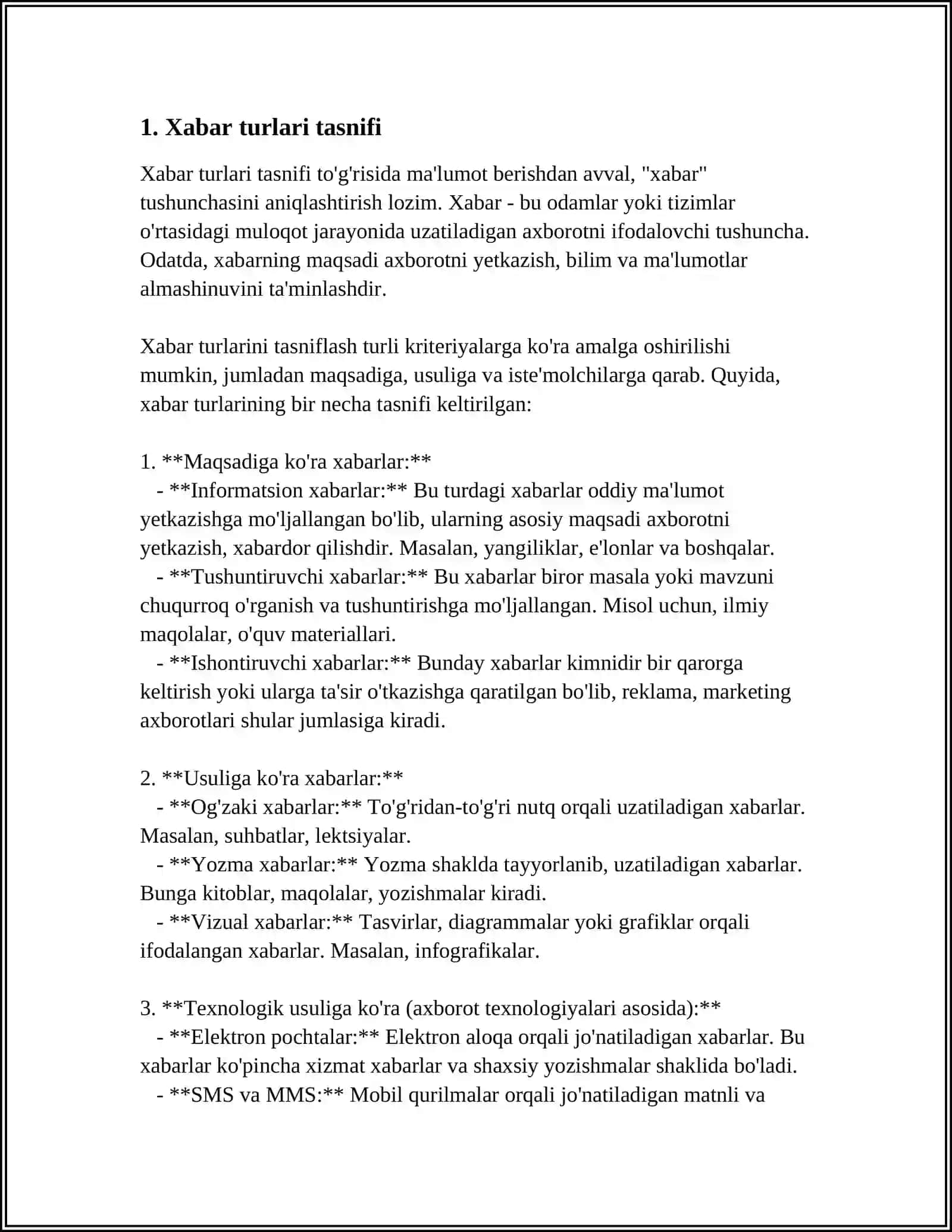 XABAR TŨRLERI HAM ISENIMLIGI 3